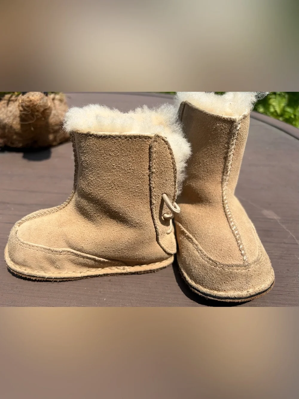 UGG Boo Infant Suede Shearling Boots Chestnut Style 5206 Size M